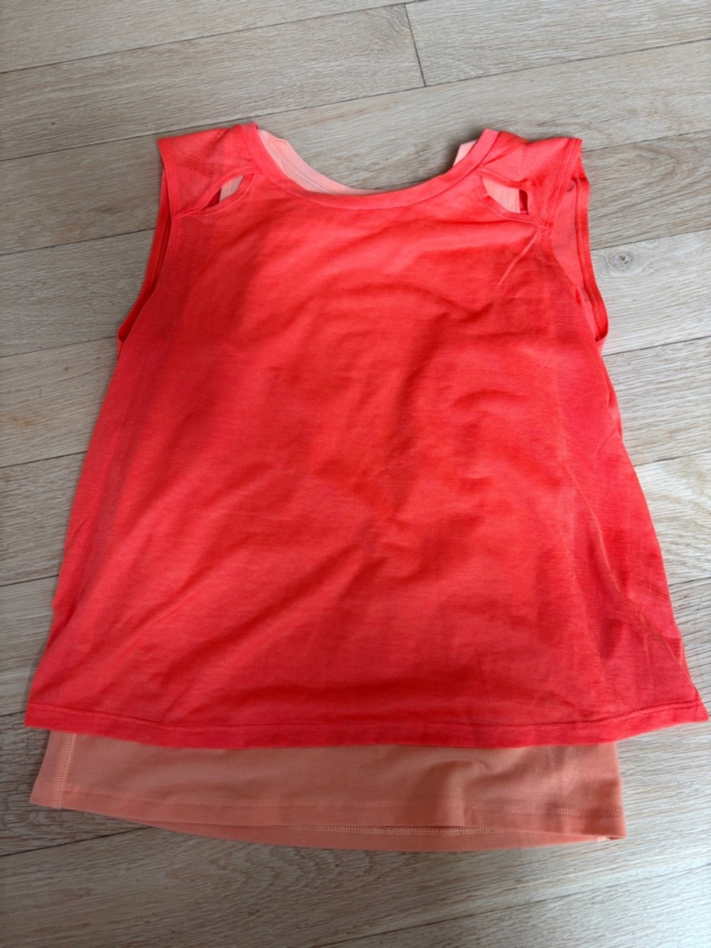 Athleta Girls' Coral and Peach Layered Cutout Tank